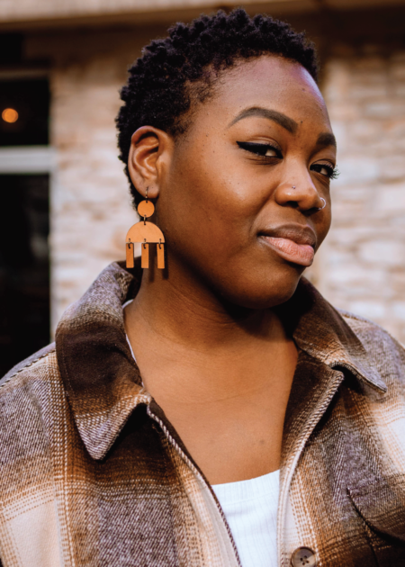 Leather Geometric Earrings - Image 2