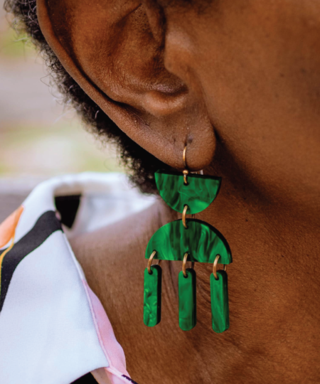 Pearlized Acrylic Geometric Earrings - Image 5