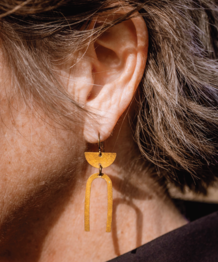 Petite Brass Arch Earrings - Image 3