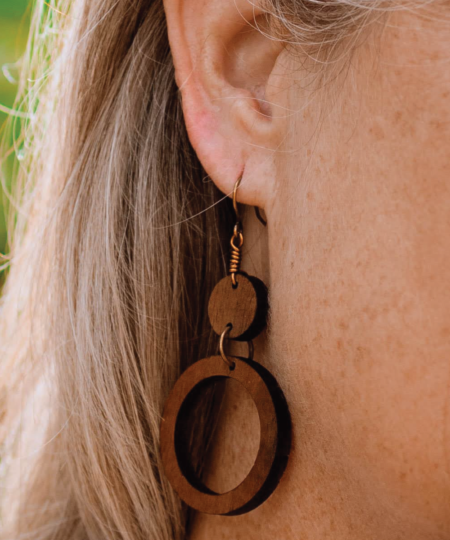Small Wood Hoop Earrings - Image 3