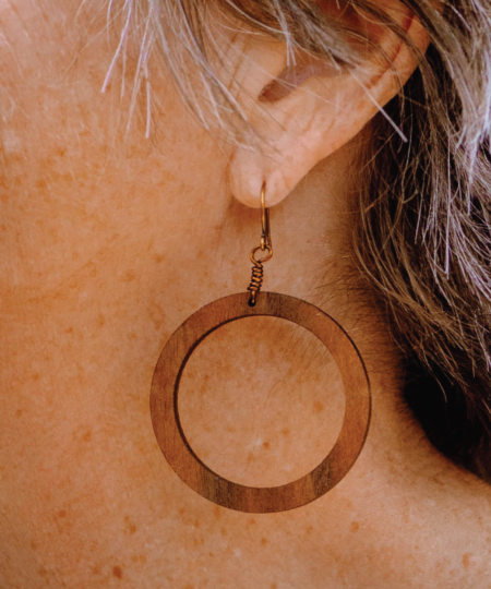 Large Wood Hoop Earrings - Image 3