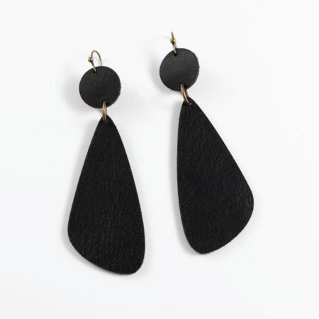 Narrow Leather Drop Earrings - Image 2