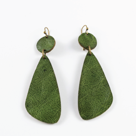 Narrow Leather Drop Earrings - Image 3