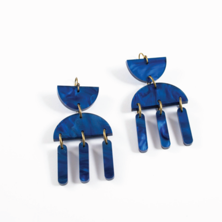 Pearlized Acrylic Geometric Earrings - Image 2