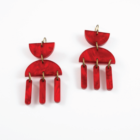 Pearlized Acrylic Geometric Earrings - Image 3